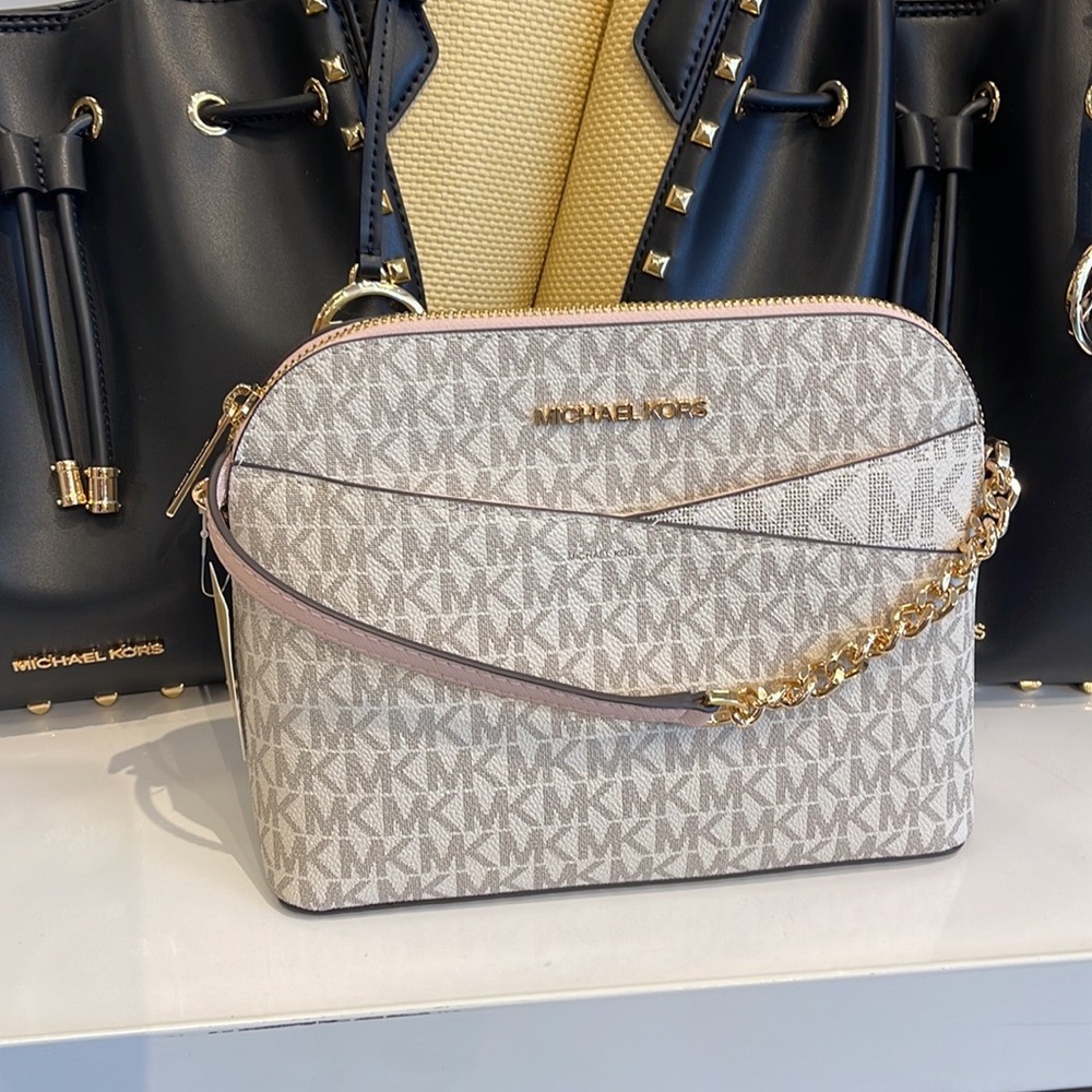 MICHAEL KORS Jet Set Medium Logo Dome Satchel Crossbody 
Powder Blush 
NWT - Picture 11 of 16